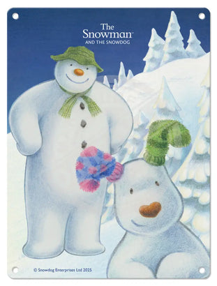 The Snowman and the Snowdog - Snowman Snowdog Close Up Mini Metal Sign 15cm x 20cm Metal Signs