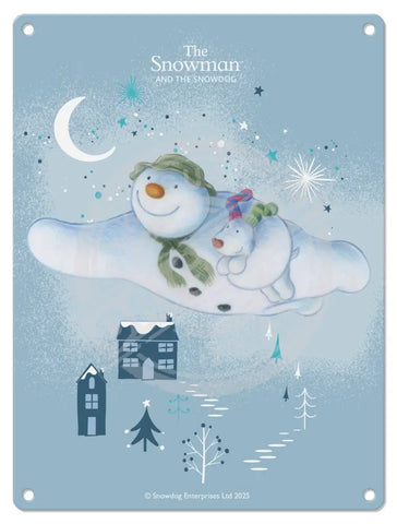 The Snowman and the Snowdog - Flying High Fridge Magnet Metal Signs