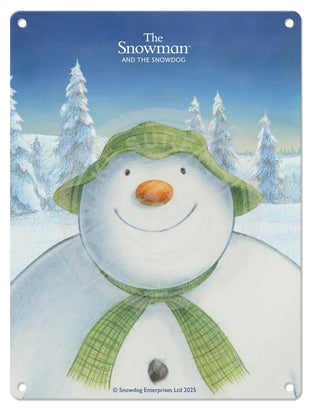 The Snowman and the Snowdog - Snowman head and shoulders Mini Metal Sign 15cm x 20cm Metal Signs