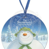 The Snowman and the Snowdog - Snowman head and shoulders Round Bauble Dangler Metal Signs