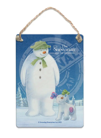 The Snowman and the Snowdog - Snowman and Snowdog in snow Fridge Magnet Metal Signs