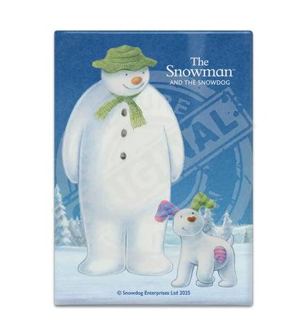 The Snowman and the Snowdog - Snowman and Snowdog in snow Fridge Magnet Metal Signs