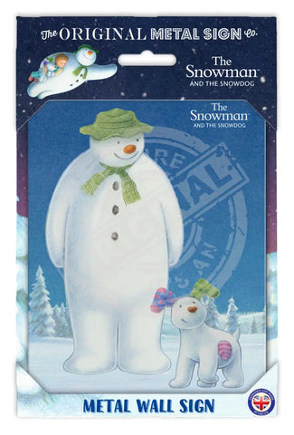 The Snowman and the Snowdog - Snowman and Snowdog in snow Fridge Magnet Metal Signs