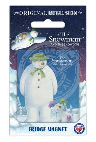The Snowman and the Snowdog - Snowman and Snowdog in snow Fridge Magnet Metal Signs