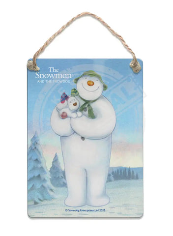 The Snowman and the Snowdog - Snowman Snowdog Pose Fridge Magnet Metal Signs