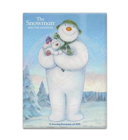 The Snowman and the Snowdog - Snowman Snowdog Pose Fridge Magnet Metal Signs