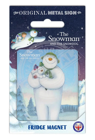 The Snowman and the Snowdog - Snowman Snowdog Pose Fridge Magnet Metal Signs