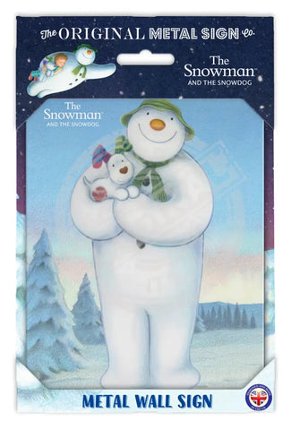 The Snowman and the Snowdog - Snowman Snowdog Pose Fridge Magnet Metal Signs