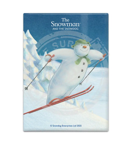 The Snowman and the Snowdog -Snowman Ski Jump Fridge Magnet Metal Signs
