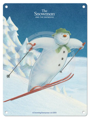 The Snowman and the Snowdog -Snowman Ski Jump Mini Metal Sign 15cm x 20cm Metal Signs