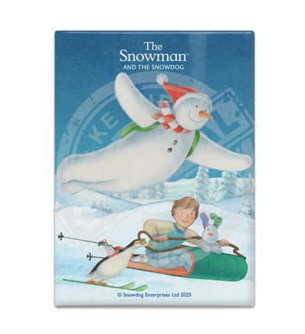 The Snowman and the Snowdog - Snowman Skiing Sledging Fridge Magnet Metal Signs