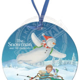 The Snowman and the Snowdog - Snowman Skiing Sledging Round Bauble Dangler Metal Signs