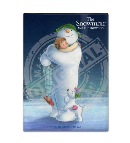 The Snowman and the Snowdog - Snowman Trio Hugging Fridge Magnet Metal Signs