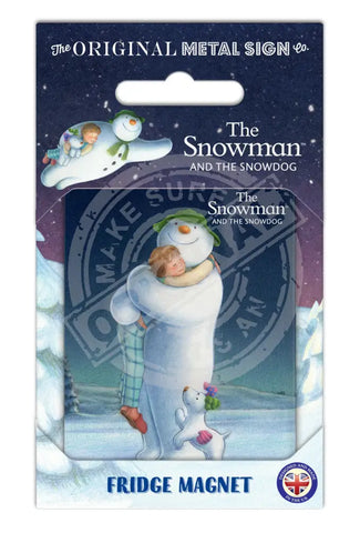 The Snowman and the Snowdog - Snowman Trio Hugging Fridge Magnet Metal Signs