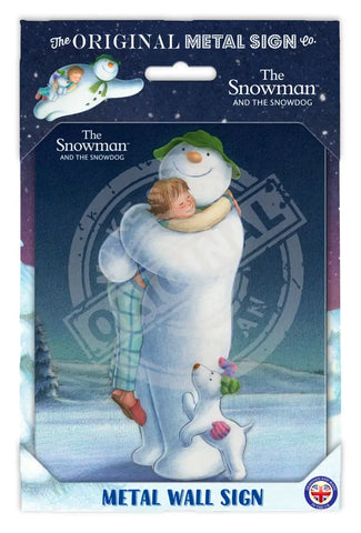 The Snowman and the Snowdog - Snowman Trio Hugging Fridge Magnet Metal Signs