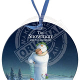 The Snowman and the Snowdog - Snowman Trio Hugging Round Bauble Dangler Metal Signs
