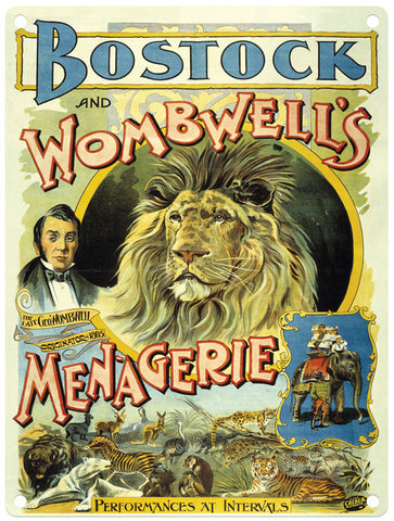 Bostock and Wombwell's Menagerie vintage metal sign