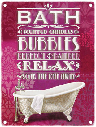 Bath Bubbles and Relax sign