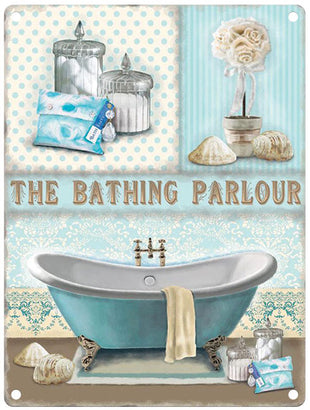 The bathing parlour metal sign