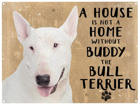 Personalised bull terrier dog metal sign