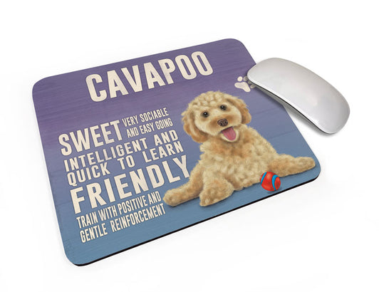Cavapoo Dog characteristics mouse mat.