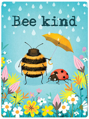 Bee kind sign with ladybird