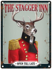The Stagger Inn. Open till late. metal sign
