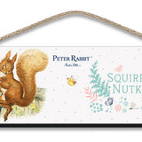 Beatrix Potter Peter Rabbit Squirrel Nutkin hanging wooden sign