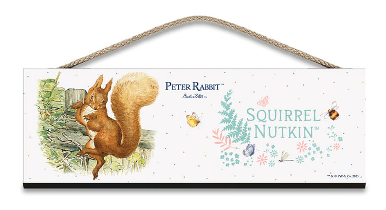 Beatrix Potter Peter Rabbit Squirrel Nutkin hanging wooden sign