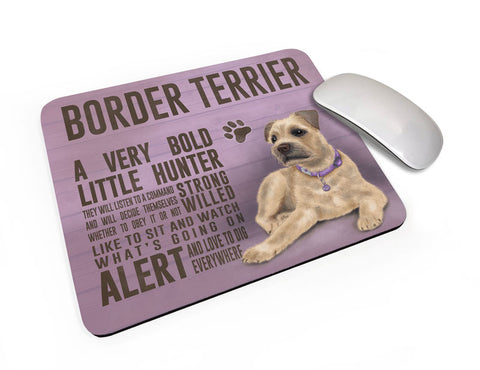 Border Terrier Dog characteristics mouse mat.