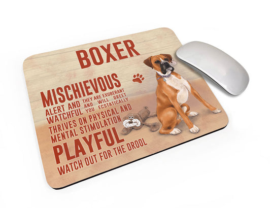Boxer Dog characteristics mouse mat.