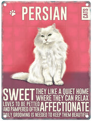 Persian Cat characteristics metal sign