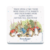 Peter Rabbit Flopsy Bunnies collecting blackberries melamine coaster