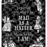 Alice in wonderland Mad as a hatter metal wall sign 