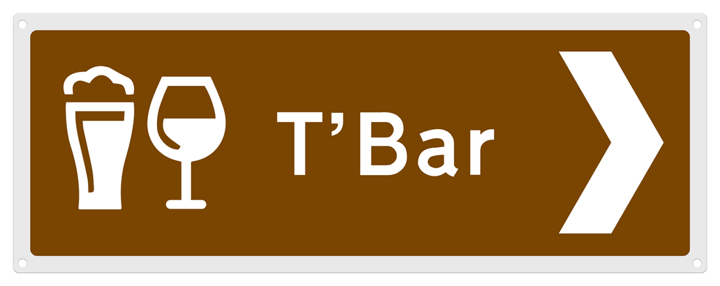 Right to the bar direction sign