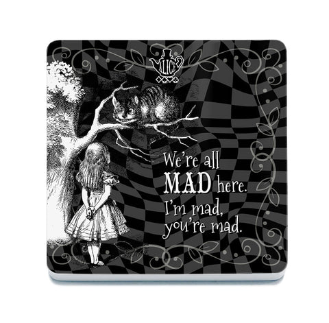 Alice in wonderland we're all mad Cheshire cat metal wall sign 