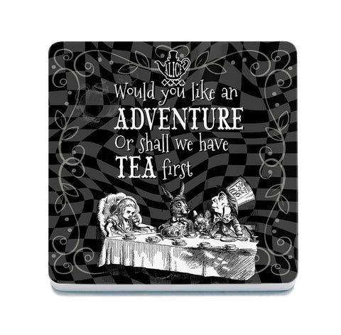 Alice in wonderland adventure or tea first metal wall sign 