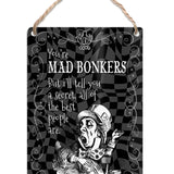 Alice in wonderland mad bonkers metal dangler