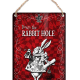 Alice in wonderland Down the Rabbit Hole metal dangler