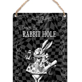 Alice in wonderland Down the Rabbit Hole metal dangler