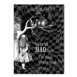 Alice in wonderland we're all mad Cheshire cat fridge magnet