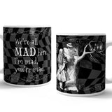 Alice in wonderland we're all mad Cheshire cat mug