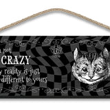Alice in wonderland I'm not crazy hanging wooden wall sign 