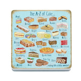 The A-Z of Cake melamine coaster