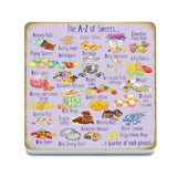 The A-Z of Sweets melamine coaster