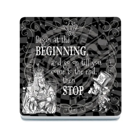 Alice in wonderland Begin at the beginning metal wall sign 