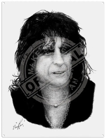 Alice Cooper illustration by Chris Burns metal sign