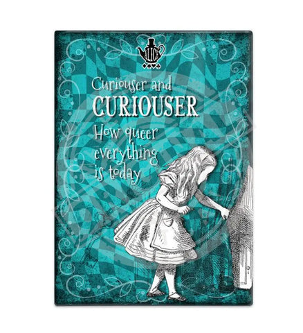 Alice in wonderland Curiouser and Curiouser fridge magnet