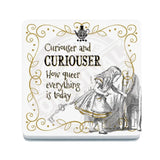 Alice in wonderland Curiouser and Curiouser melamine coaster