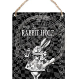 Alice in wonderland Down the Rabbit Hole metal dangler